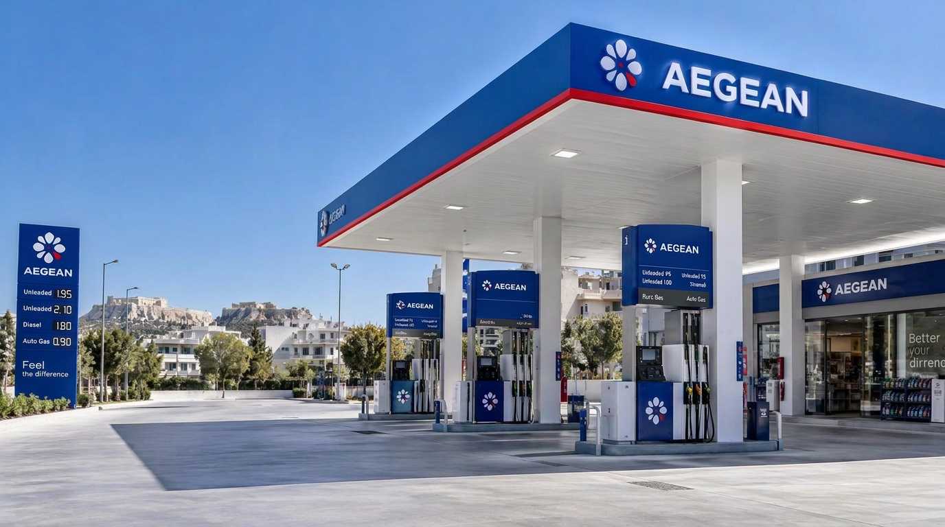 Ενδεικτική απεικόνιση πρατηρίου με την ταυτότητα AEGEAN